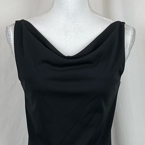 Express Drape Neck Little Black‎ Dress Minimalist Neutral Y2K NWOT Size 3/4 - Picture 3 of 11